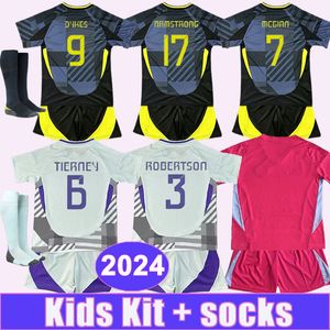 2024 Scotland Kid Kit Soccer Jerseys Robertson Tierney McGinn Christie Armstrong Home Away GK Football Shirts Short à manches