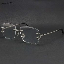 2024 Verkopen van mannen vrouwen Randloze gouden metalen zonnebril frame brillen Lunettes mode klassieke bril Hoogwaardige bril frames mannelijk 2507