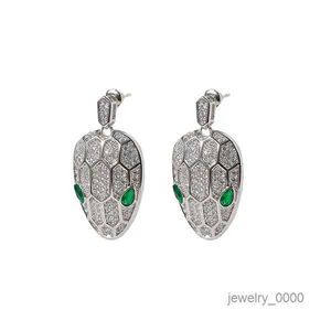 2024 Senior Designer Stud 18K Goud Luxe Snake Head Oorbellen Merk Groene Steen Kristal Bling Diamond Shining Ear Rings oorbel Eerings Sieraden Cadeau OVR7