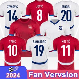 2024 Serbie pour hommes Jerseys Team National Team Tadic Sergej Jovic Kostic Milenkovic Babic Zivkovic Samardzic A.Mitrovic Home Football Shirt