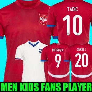 2024 Serbia Soccer Jersey 2025 Euro Copa Mitrovic Mitrovic Tadic Sergej 24 25 Camisas de fútbol blanco de casa en casa