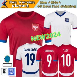 2024 Serbie Soccer Jersey 24 25 Srbija National Team Home Away Shirts de football Mitrovic Kit Vlahovic Pavlovic Tadic Milenkovic Zivkovic