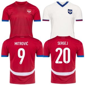 2024 Serbie Soccer Jersey 24 25 Srbija National Team Home Away loin Sergej Mitrovic Vlahovic Pavlovic Tadic Milenkovic Zivkovic