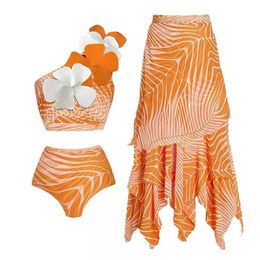 2024 Sexy Ruffle Bikini Set Gedrukte Braziliaanse Biquini Dames Swimwear Rok Badenpak Girls Summer Beachwear Jurk 240416