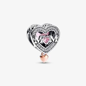 2024 Shining Love Heart Pendentif Maman Colliers Boucles d'oreilles Femmes Charms Perles DIY Fit Pandoras Bracelet Collier Designer Bijoux Cadeau