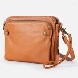 2024 Schoudertassen 2024 Vrouwen Crossbody Drie Lagen Lederen Handtas Retro Mode Portemonnee Multi Pocket Vrouwelijke Clutch Bag