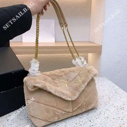 2024 Sacs à bandoulière Fourrure Sac fourre-tout Sac fourre-tout Fourrure d'hiver Puffer Sacs à main de luxe Femme Soft Warm Lou Épaule Pochette Sac à main 5A