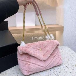 2024 Shoulder Bags furry designer bag tote Winter Fur Puffer Chain luxury handbag woman Soft Warm Lou shoulder pochette purse 5A