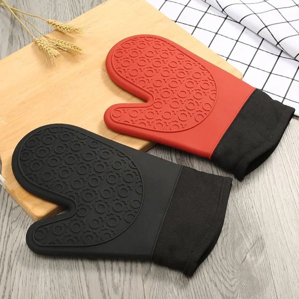 2024 Gants résistants à la chaleur en silicone Cuisine Barbecue Gants Silicone Cuisine micro-ondes Gants Gants Home Gants résistants à la chaleur pour la cuisine de la cuisine