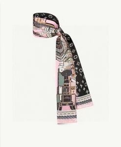 Silks Cotton Blend Girl 10a V Fashion Girl Desiger Desiger Squicl Designers Designers sur le sac Hairband Hijab Small Tieno Box Size 8x120cm