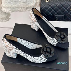 2024 Slingbacks Camellia Sandaalronde tenen Glippen op Mary Jane schoenen 1,5 cm