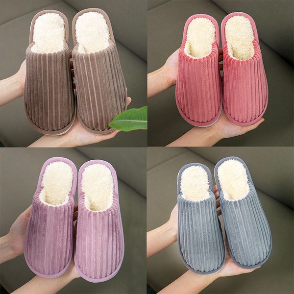 2024 Slippers Cotton Winter Solid Couleur en gros Couleur ménage Planchers en bois doux Bottom Mute Indoor Couples pour hommes