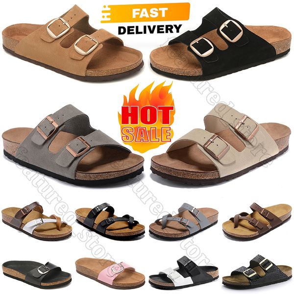 2024 Slippers for Men Femmes Slides Sliders Designer Sandales Black Grey Brown Clogs en cuir en cuir en cuir en cuir