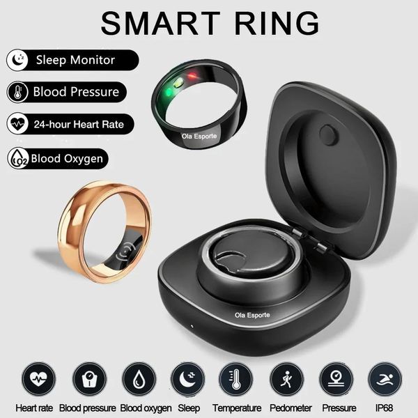 2024 Moniteur de santé Smart Ring pour les hommes Femmes Bluetooth Pression de l'hypertension Sleep Sleep Monitor IP68 imperméable pour iOS Android 240423