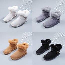 2024 Sneeuw Winter Warm laarzen Casual schoenen Flats voor vrouwen pluche en dikker wit grijs kaki zwart maat 35-4 57