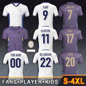 2024 Jersey de football KANE GREALISH RASHFORD BELLINGHAM 24 25 SAKA FODEN Englands Gallagher Chemise de football Rice Cole Palmer Maguire Walker Hommes Jeunes Enfants Kit Uniforme