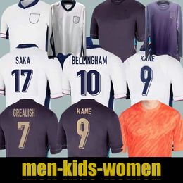 2024 Bellingham Football Shirt AKA Foden Bellingham Rashford Kane Sterling Grealish Soccer Jerseys pour les kits de football à manches longues et féminines