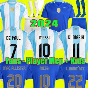 2024 Jerseys de football Messis Otamendi de Paul Argentine Team National Team Copa Dybala Martinez Kun Aguero Maradona Football Shirts 24 25 Men Di Maria Kids