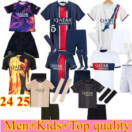 2024 Soccer Jerseys Player PSGES MBAPPE SOCTER JERSEY SERGIO RAMOS M.asension 24 25 Maillots voetbalshirts Paris Men Kids Kit Sets Maillots de Football