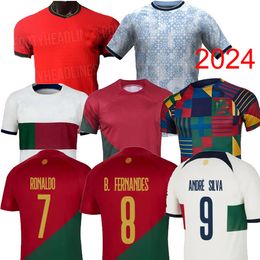 2024 Jerseys de football Portugal Bruno Fernandes Diogo J. Portuguesa Uruguay Joao Felix 22 23 Football Pre Match Special Bernardo Doha Home Away Kids Suica Shirt