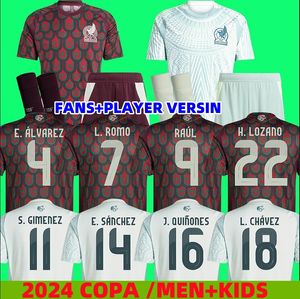 2024 Kit de football Copa America RAUL CHICHARITO Mexique Maillots de football 2023 LOZANO DOS SANTOS 24 25 H.LOZANO Hommes Enfants Chemises de football Uniformes Fans Version Joueur