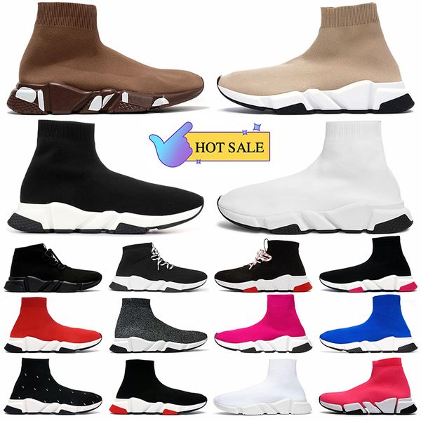 2024 Chaussette Chaussures Bottes Speed Trainer Luxe Hommes Designer Baskets Noir Blanc Vitesses 2.0 Chaussettes Designers Plateforme Mocassins Bicolor Sole Brillant Mode Sneaker Femmes