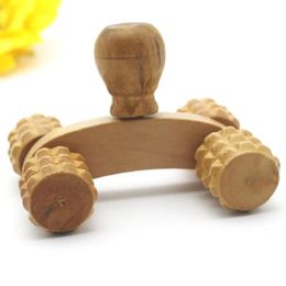 2024 Solid Wood Full-body 4 Wheels Wooden Car Roller Relaxing Hand Massage Tool Reflexology Face Hand Foot Back Body Therapy Product- for