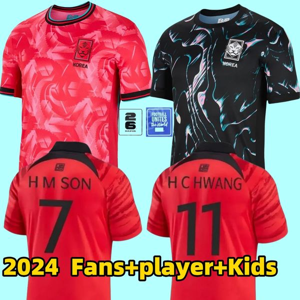 2024 Corea del Sur Jersey de fútbol SON HEUNG-MIN KANG IN LEE Equipo nacional Nuevo 2024 2025 Rojo Negro Fan Player Versión Camiseta de fútbol Hombres Kit para niños Conjunto Hogar visitante Hombres Uniforme