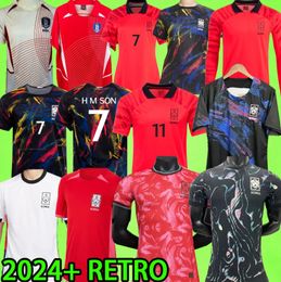 2024 Zuid -Korea voetbal jerseys Mannen Kids Kit Women H M Son Black Hwang Lee 22 23 24 Fans Player versie 2023 Voetbalshirt 2002 Retro lange mouw training