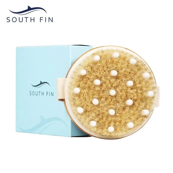 2024 Southfin Bamboo Rubber Head Peleling Circular 2-in-1 Massage du corps Douche Brushbamboo Body Scurpor