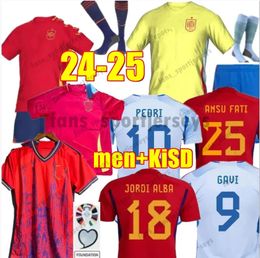 2024 Espagne National Soccer Jerseys ANSU FATI ASENSIO MORATA F TORRES KOKE GAVI C SOLER 22 23 24 RODRI fans Version joueur chemises de football personnalisé hommes kit enfants