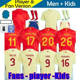 2024 Spanje Pedri Soccer Jerseys 24 25 Lamine Yamal Rodrigo Pino Merino Sergio M.Asensio Ferran Spaans Home Away Men Kids Kit voetbalshirt Fan Speler Jersey