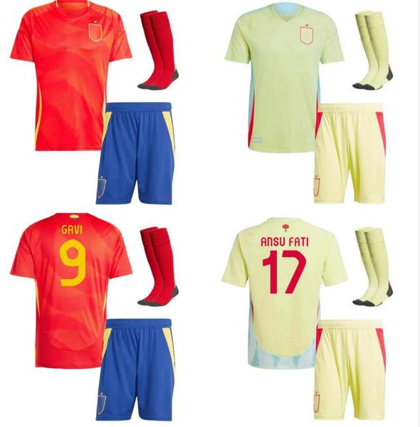 2024 España PEDRI camisetas de fútbol kit para niños LAMINE YAMAL RODRIGO PINO MERINO SERGIO M.ASENSIO FERRAN Español Hogar lejos Camiseta de fútbol para niños Fan Player niño