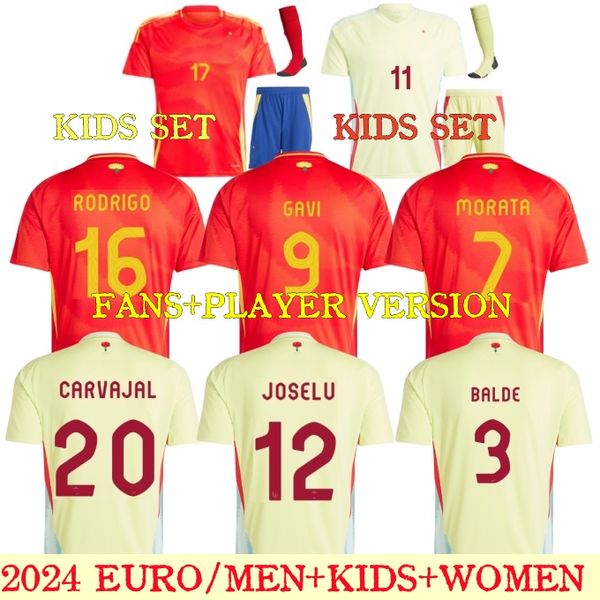 2024 España camiseta de fútbol MORATA FERRAN ASENSIO 24 Eurocopa Mujeres Camiseta de fútbol Hombres Niños Kit Hogar lejos Camisetas RODRIGO Lamine Yamal ANSU FATI