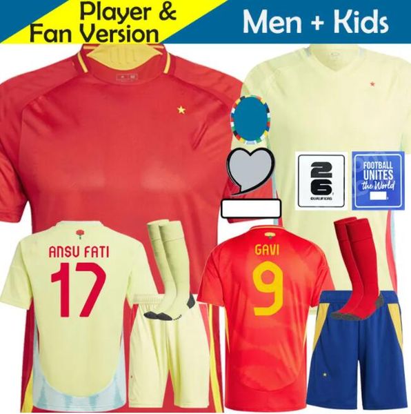 2024 Maillot de football maillot espagnol uniforme de l'équipe nationale 24/25Ferran Canales Ansu Fati Koke Asnsio Asla Pedri Morata Morata kit enfants maillot de football homme