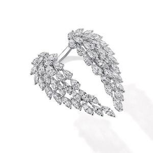 2024 Sprankelende Vintage Mode-sieraden Sterling Sier Volledige Marquise Geslepen Witte Topaas CZ Diamant Eternity Wing Bruiloft Veer Verstelbare Ring