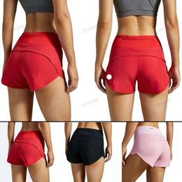2024 versnellen hoogbouw beklede korte taille sport shorts dames set snel drogen los lopende kleding rug zipper zakfitness yoga short 1165es