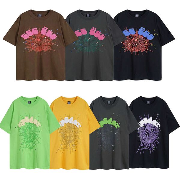 2024 Spider Shirt Mens Designer Shirts Graphic Tee T-shirt Tshirt Vêtements Hipster Vintage T-shirts tissu Street Graffiti Cracking Geometric Pattern Loose