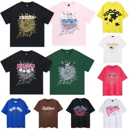 2024 Camiseta Spider Camiseta de diseñador Camiseta Sp5der Camiseta Young Thug Angel 555555 Camisa de diseñador Sp5der Manga corta Algodón transpirable Letra bordada Tops de verano