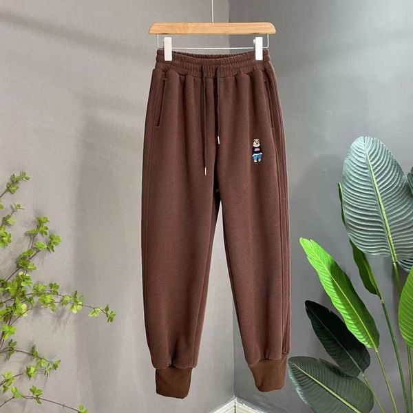 2024 printemps et automne nouveau petit ours broderie boutique polyvalent lâche décontracté cravate pieds mince sport coton pantalon femmes Instagram