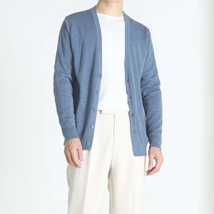 Cardigan à col en V pour hommes, ample, style coréen, tendance, pull en tricot, chemise climatisée, vêtements d'extérieur, saison printemps et automne 2024