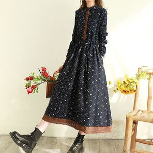 Robe Style rétro pour femmes, bourgeon de fleur cassé, bord en soie, taille longue, Slim, taille ample, printemps et automne 2024