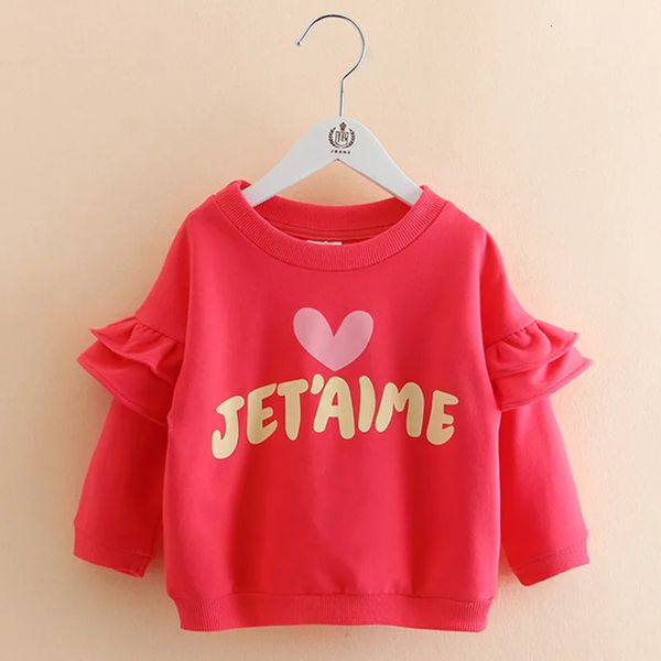 2024 printemps automne 2 5 6 7 8 9 10 ans enfants coton Flare trompette manches manteau lettre rouge sweat pour enfants bébé filles 240301