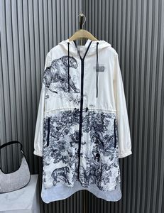 2024 Spring Autumn Animal Print Dames Jackets Hooded Zipper Long Woman's Outerwear Coats XDBJ013