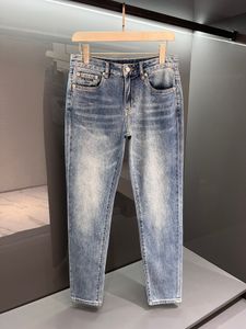 Jeans pour hommes, pantalon crayon Long à rayures, légèrement délavé, avec fermeture éclair et perles, printemps-automne 2024, WCNZ002