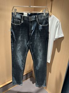Jeans pour hommes, pantalon crayon Long légèrement délavé, imprimé brodé, fermeture éclair, printemps-automne 2024, WCNZ029