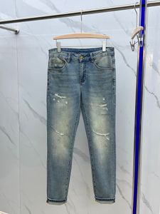 2024 Spring herfst borduurwerkafdruk zipper heren jeans lichte gewassen man's lange potloodbroek wcnz036
