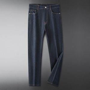 2024 Spring herfst borduurwerkafdruk zipper heren jeans lichte gewassen man's lange potloodbroek wcnz054