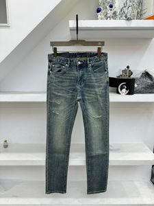 2024 Spring herfst borduurwerkprint ritsje heren jeans gescheurd lichte gewassen man's lange potloodbroek wcnz065