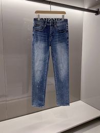 2024 Lente Herfst Borduren Rits Heren Jeans Licht Gewassen Gestreepte Man Lange Potlood Broek WCNZ017